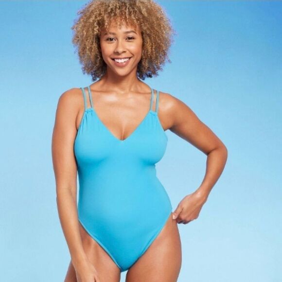 Women's Tunneled Plunge One Piece Swimsuit - Shade & Shore NWT - Picture 2 of 7